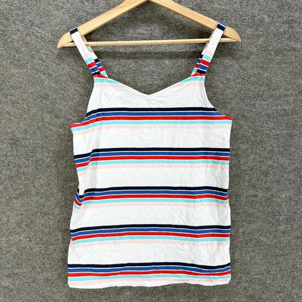 Torrid Tank Women 0 White Striped Sleeveless Wide Strap V-Neck Cotton Casual